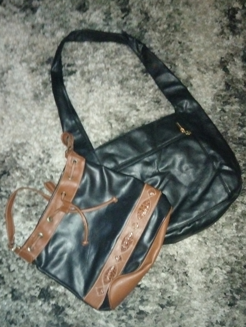 Women’s Black and Brown Two-Piece Shoulder Bag Set